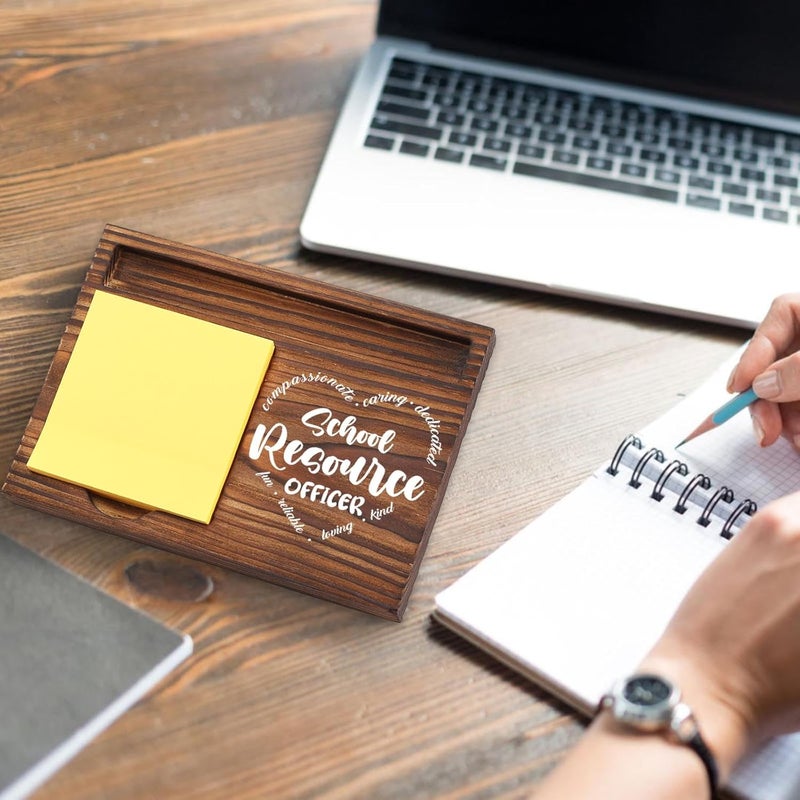 YODOCAMP School Resource Officer Gift Sticky Note Holder Wooden, Thank You SRO, Appreciation Gift for School Resource Officer Social Worker Office Decor Desk Self-Stick Note Pad Holders TZP15 - Image 5